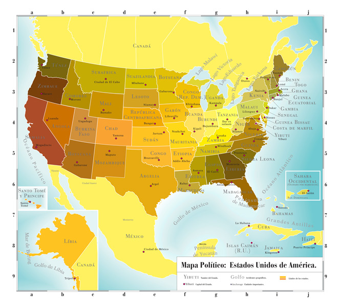 Mapa político de EEUU